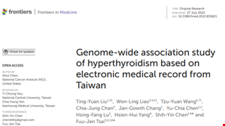Genome-wide association study of hyperthyroidism based on electronic medical record from Taiwan img